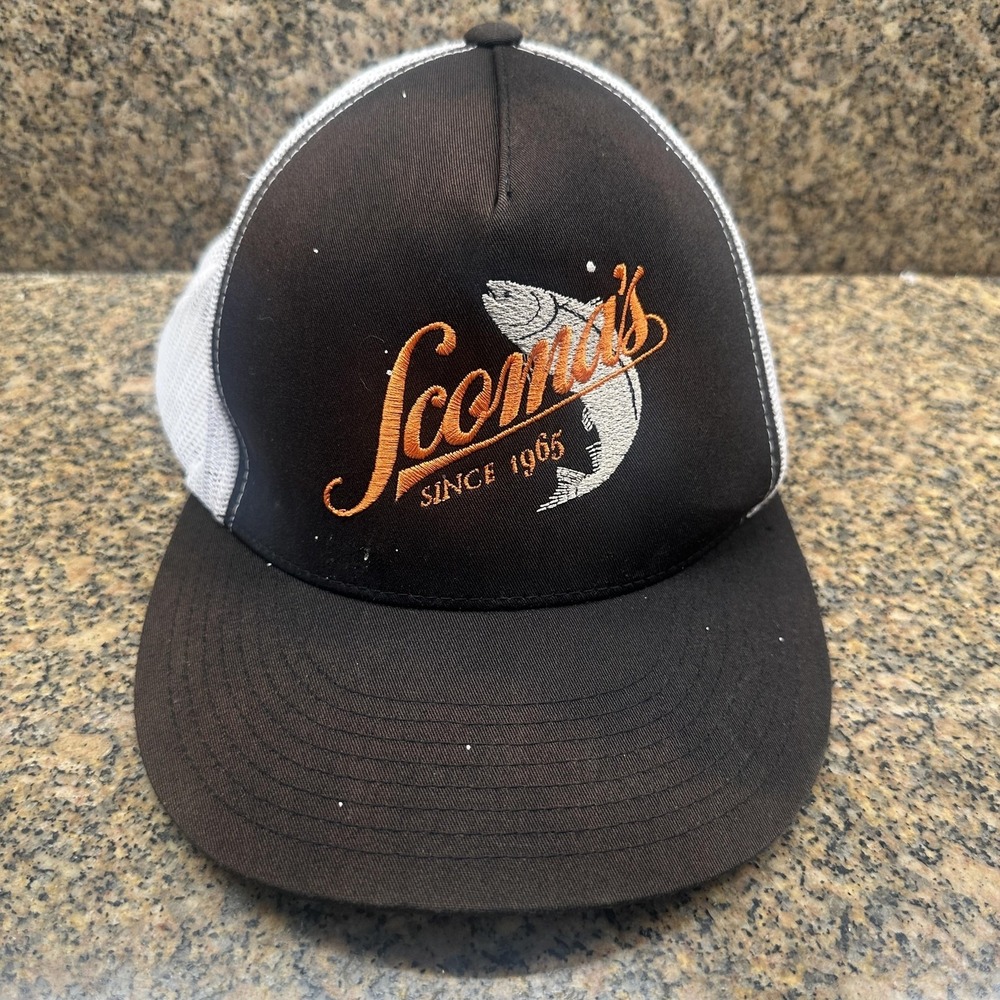 2015 Scoma's San Francisco Restaurant Hat Cap SnapBack O/S Blk Mesh Trucker Logo